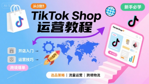 TikTok Shop从0到1运营教程，TikTok跨境电商新手必学课程-自媒小站网创副业站
