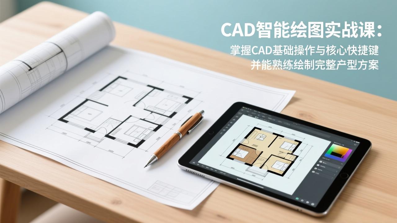 CAD智能绘图实战课：掌握CAD基础操作与核心快捷键，并能熟练绘制完整户型方案-自媒小站网创副业站