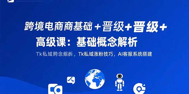 跨境电商基础+晋级+高级课：基础概念解析,Tk私域涨粉技巧,AI客服系统搭建-自媒小站网创副业站
