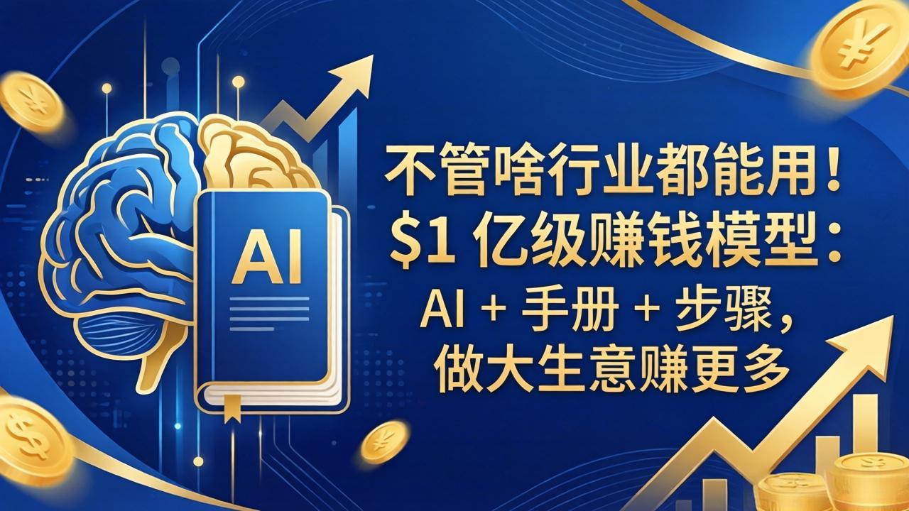 不管啥行业都能用！$1 亿级赚钱模型：AI + 手册 + 步骤，做大生意赚更多-自媒小站网创副业站