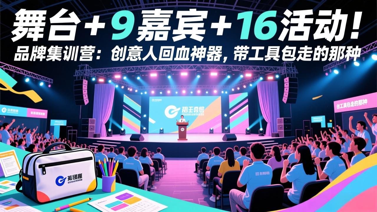 舞台 + 9 嘉宾 + 16 活动！品牌集训营：创意人回血神器，带工具包走的那种-自媒小站网创副业站