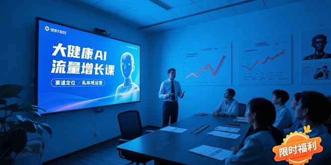 大健康AI流量增长课8.0，赛道定位方法论，AI数字人内容生产，私域转化运营-自媒小站网创副业站