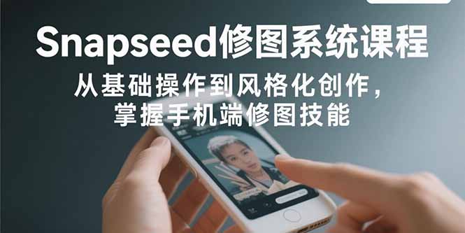 Snapseed修图系统课程：从基础操作到风格化创作，掌握手机端修图技能-自媒小站网创副业站