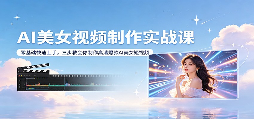 AI美女视频制作实战课：零基础快速上手，三步教会你制作高清爆款AI美女短视频-自媒小站网创副业站