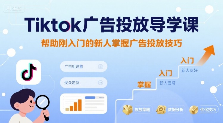 Tiktok广告投放导学课，帮助刚入门的新人掌握广告投放技巧-自媒小站网创副业站