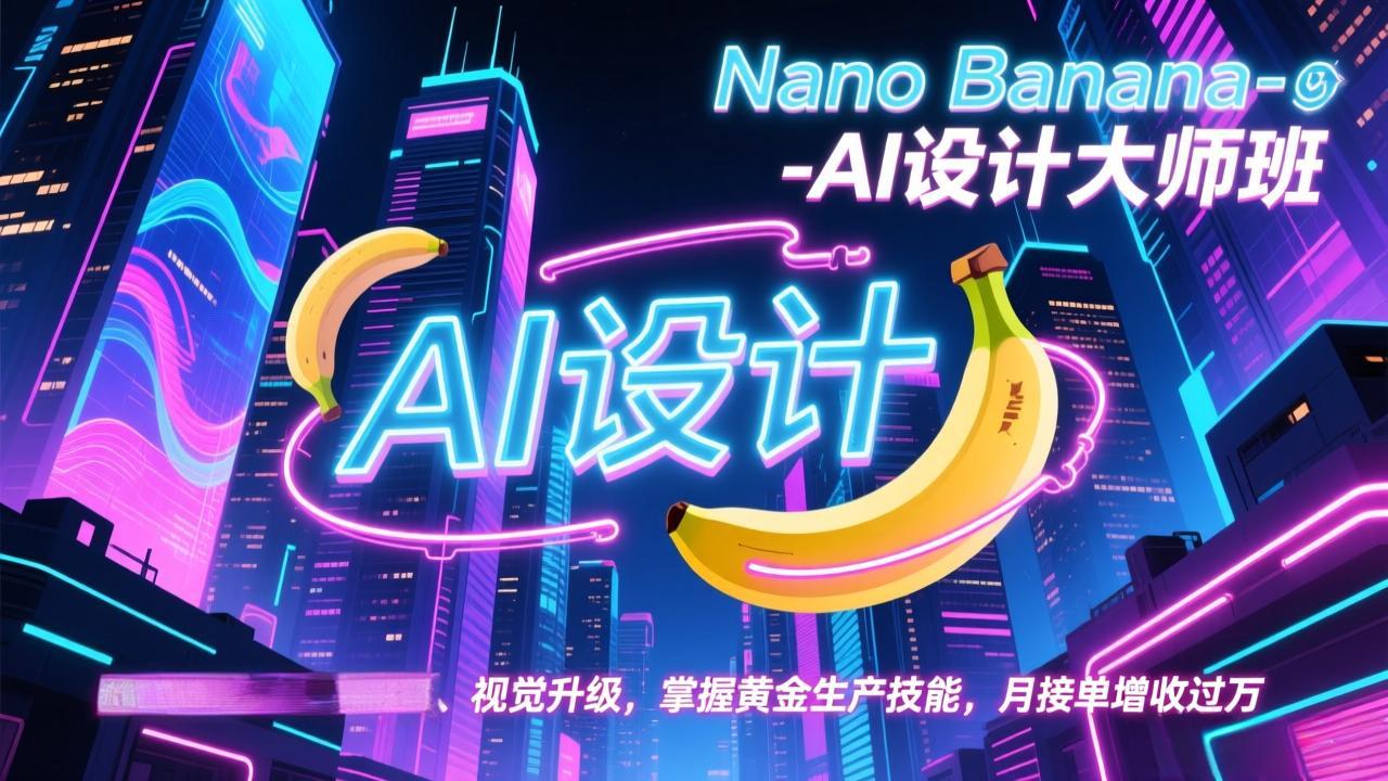 Nano Banana-AI设计大师班，修图合成、广告创作、视觉升级，掌握黄金生产技能，月接单增收过万-自媒小站网创副业站