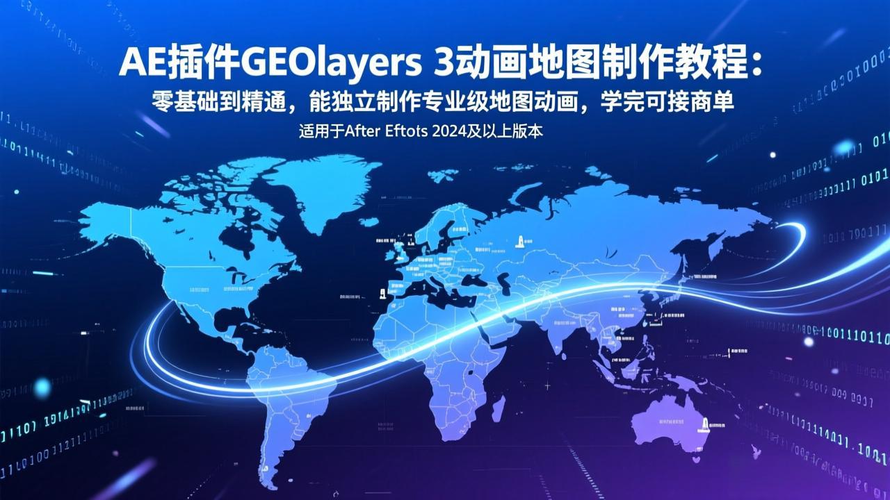 AE插件GEOlayers 3动画地图制作教程：零基础到精通，能独立制作专业级地图动画，学完可接商单-自媒小站网创副业站