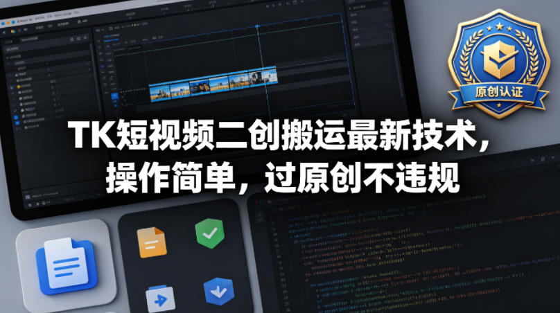 TK短视频二创搬运最新技术，操作简单，过原创不违规-自媒小站网创副业站