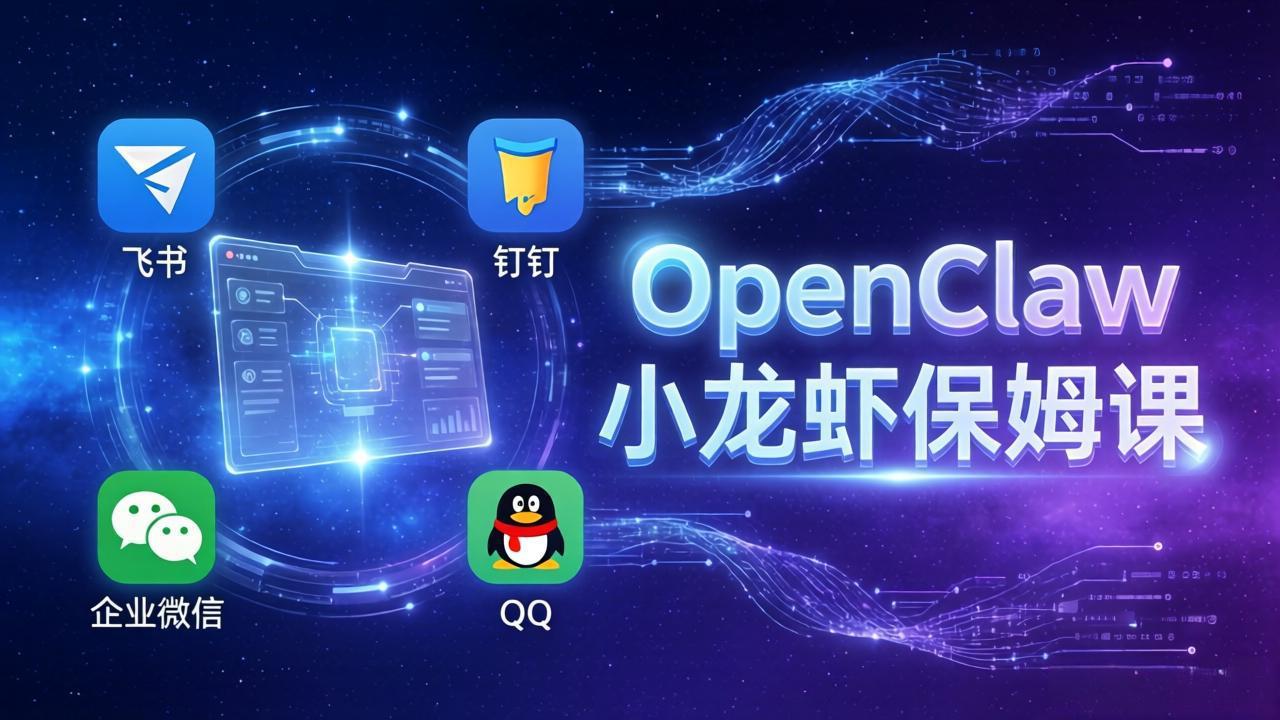 OpenClaw小龙虾保姆课： Windows/macOS/Linux/Docker全系统安装，飞书+钉钉+企业微信+QQ 全接入-自媒小站网创副业站