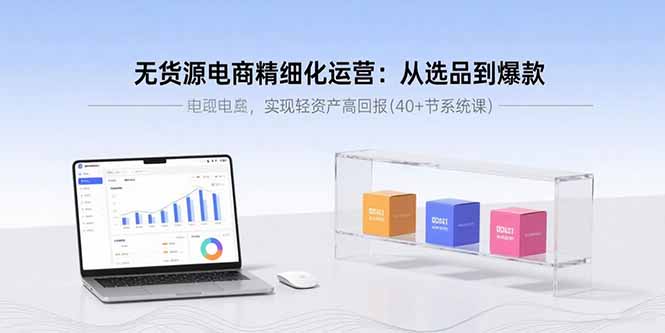 无货源电商精细化运营：从选品到爆款，实现轻资产高回报(40+节系统课-自媒小站网创副业站