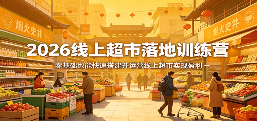 2026线上超市落地训练营，零基础也能快速搭建并运营线上超市实现盈利-自媒小站网创副业站