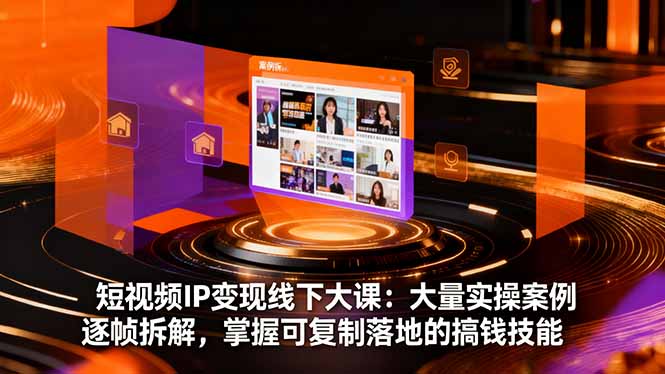 短视频IP变现线下大课：大量实操案例逐帧拆解，掌握可复制落地的搞钱技能-自媒小站网创副业站