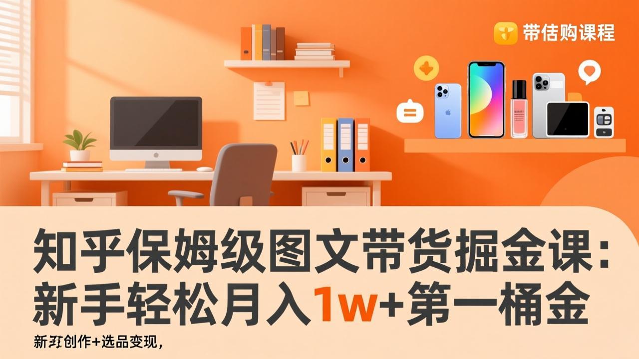 知乎保姆级图文带货掘金课：账号打造+爆文创作+选品变现，新手轻松月入1w+第一桶金-自媒小站网创副业站
