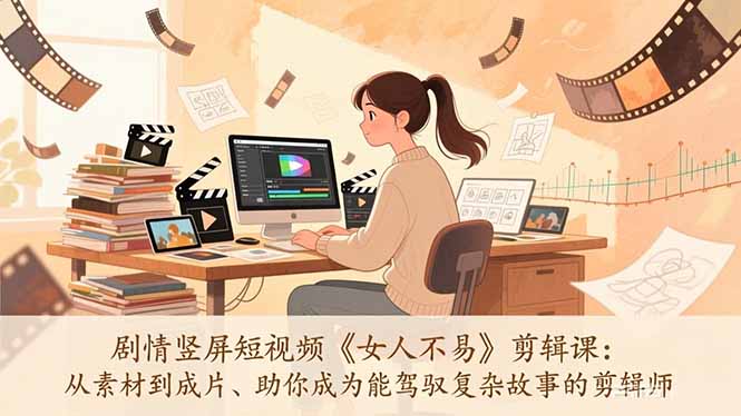 剧情竖屏短视频《女人不易》剪辑课：从素材到成片、助你成为能驾驭复杂故事的剪辑师-自媒小站网创副业站