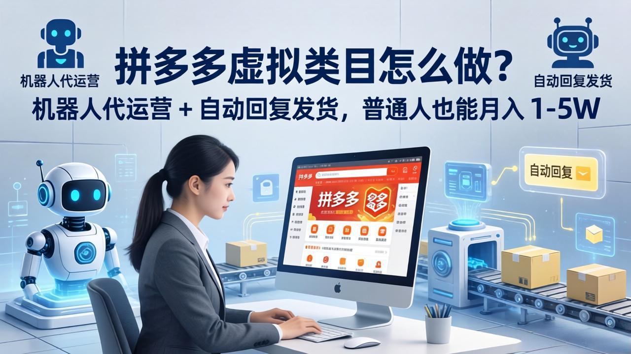 拼多多虚拟类目怎么做？机器人代运营 + 自动回复发货，普通人也能月入 1-5W-自媒小站网创副业站