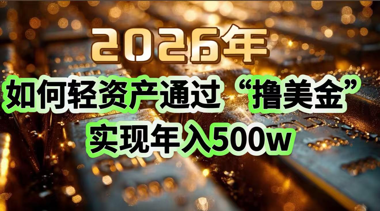 2026年如何轻资产通过“撸美金”实现年入500w-自媒小站网创副业站
