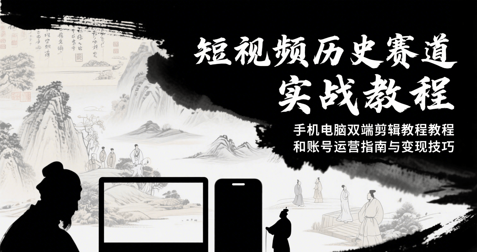 短视频历史赛道实战教程，手机电脑双端剪辑教程和账号运营指南与变现技巧-自媒小站网创副业站