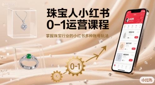 珠宝人小红书0-1运营课程，掌握珠宝行业的小红书多种账号玩法-自媒小站网创副业站