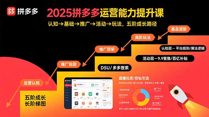 2025拼多多运营能力提升课：认知→基础→推广→活动→玩法，五阶成长路径-自媒小站网创副业站