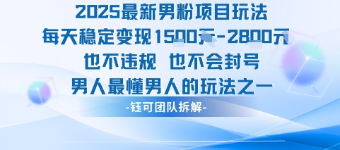 2025最新男粉项目玩法每天变现1k+也不违规也不会封号男人最懂男人的玩法-自媒小站网创副业站