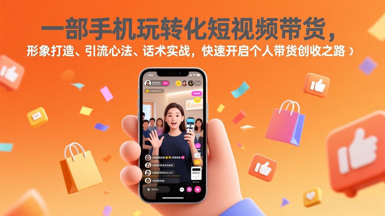 一部手机玩转化短视频带货，形象打造、引流心法、话术实战，快速开启个人带货创收之路-自媒小站网创副业站