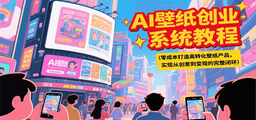 AI壁纸创业系统教程，零成本打造高转化壁纸产品，实现从创意到变现的完整闭环-自媒小站网创副业站
