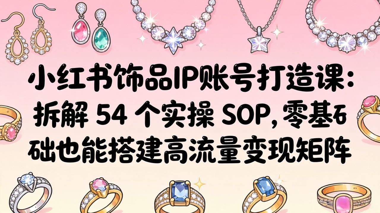 小红书饰品IP账号打造课：拆解 54 个实操 SOP，零基础也能搭建高流量变现矩阵-自媒小站网创副业站
