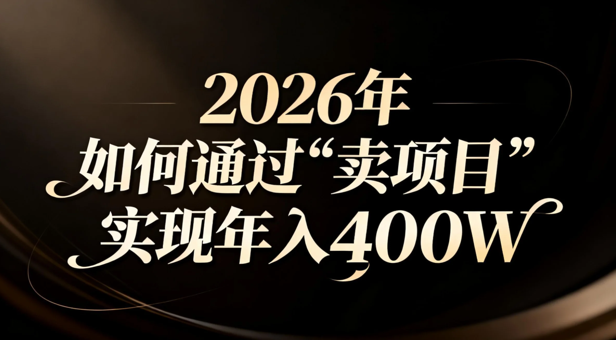2026年如何通过“卖项目”实现年入百万-自媒小站网创副业站