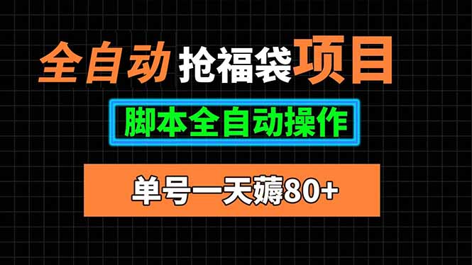 全自动抢福袋项目，单号一天80+脚本全自动操作-自媒小站网创副业站