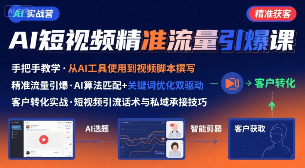 AI+短视频引爆精准客户实战营，手把手教你引爆Ai短视频精准流量-自媒小站网创副业站