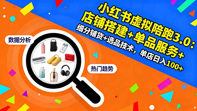 小红书虚拟陪跑3.0：店铺搭建+单品服务+细分铺货+选品技术，单店日入100+-自媒小站网创副业站