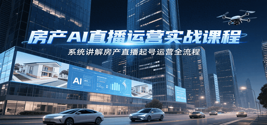 房产AI直播运营实战课程，系统讲解房产直播起号运营全流程-自媒小站网创副业站