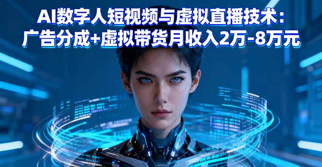 AI数字人短视频与虚拟直播技术：广告分成+虚拟带货月收入2万-8万元-自媒小站网创副业站