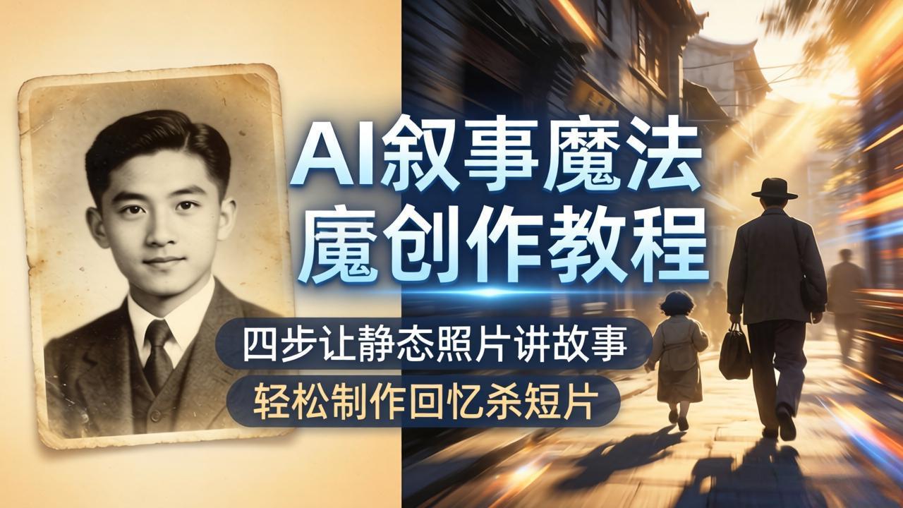 AI叙事魔法创作教程，四步让静态照片讲故事，老照片修复加动态特效，轻松制作回忆杀短片-自媒小站网创副业站