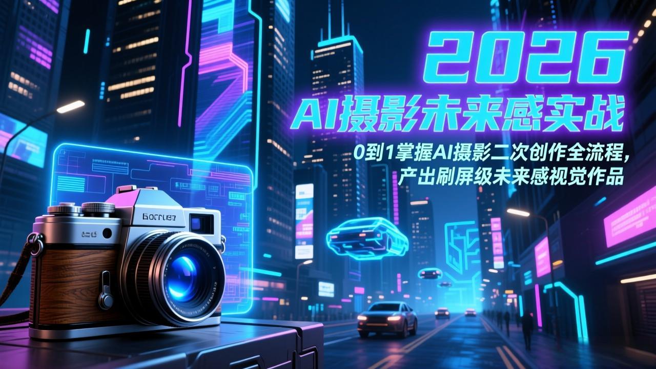 2026 AI摄影未来感实战：0到1掌握AI摄影二次创作全流程，产出刷屏级未来感视觉作品-自媒小站网创副业站