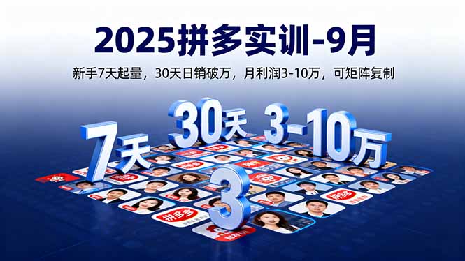 2025拼多多实训-9月：新手7天起量,30天日销破万,月利润3-10万,可矩阵复制-自媒小站网创副业站