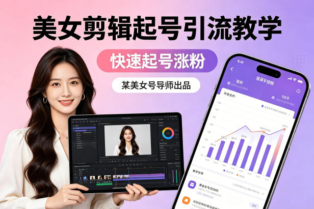 某美女号导师出品：美女剪辑起号引流教学，快速起号涨粉-自媒小站网创副业站