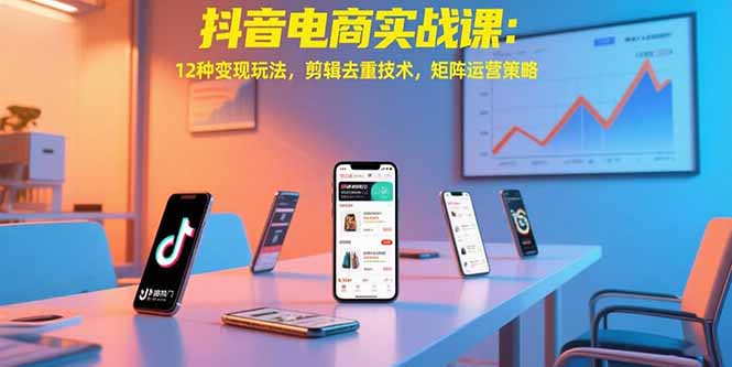 抖音电商实战课：12种变现玩法，剪辑去重技术，矩阵运营策略-自媒小站网创副业站