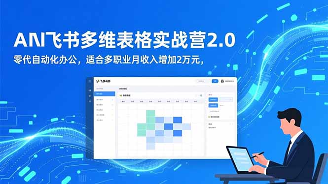 AI+飞书多维表格实战营2.0：零代码自动化办公，适合多职业月收入增加2万元-自媒小站网创副业站