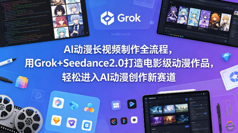 AI动漫长视频制作全流程，用Grok+Seedance2.0打造电影级动漫作品，轻松进入AI动漫创作新赛道-自媒小站网创副业站