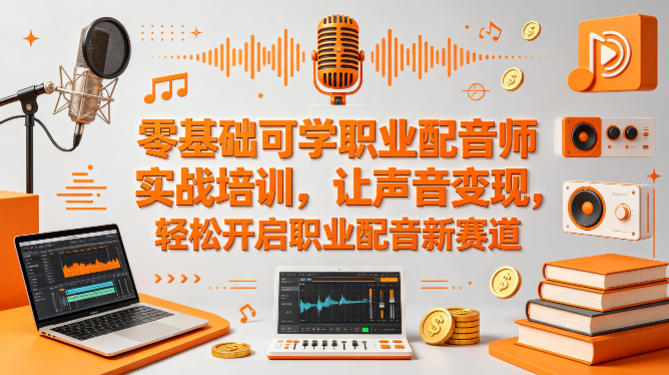 零基础可学职业配音师实战培训，让声音变现，轻松开启职业配音新赛道-自媒小站网创副业站