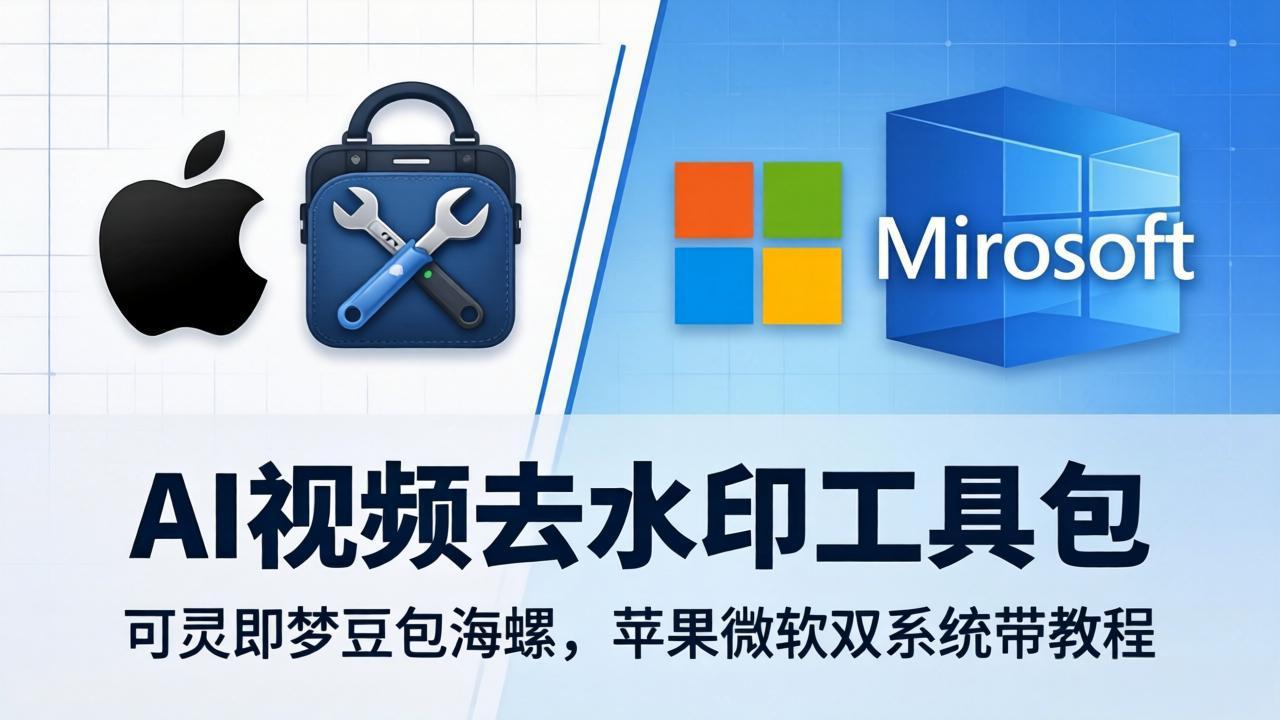 AI视频去水印工具包：可灵即梦豆包海螺，苹果微软双系统带教程-自媒小站网创副业站