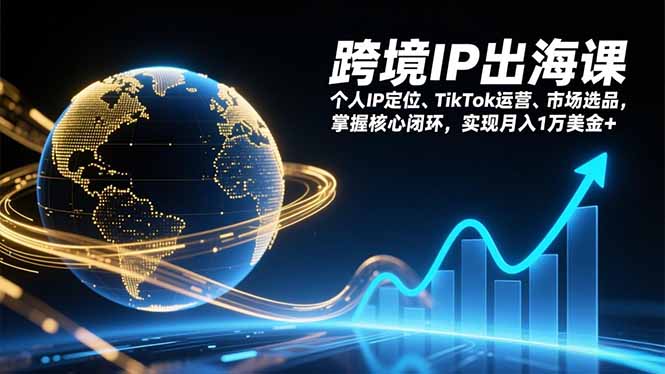 跨境IP出海课，个人IP定位、TikTok运营、市场选品，掌握核心闭环，实现月入1万美金+-自媒小站网创副业站