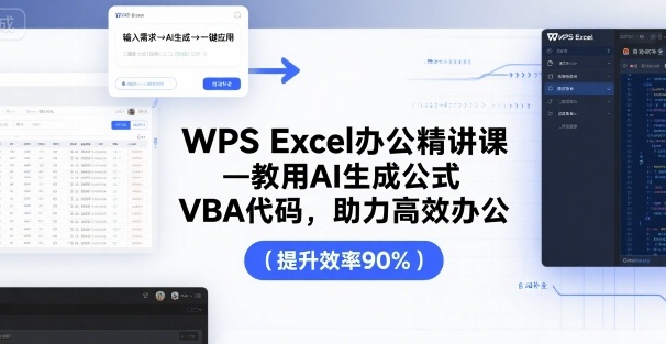 WPS Excel办公精讲课，教用 AI 生成公式，VBA 代码，助力高效办公-自媒小站网创副业站