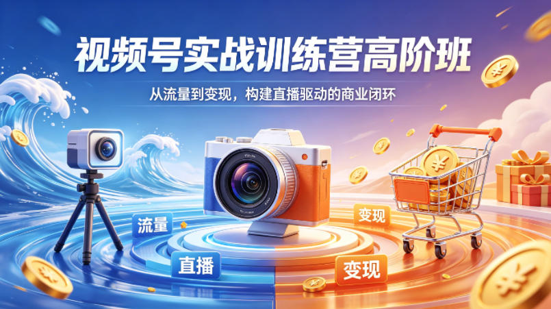 视频号实战训练营高阶班，从流量到变现，构建直播驱动的商业闭环(26年4月)-自媒小站网创副业站