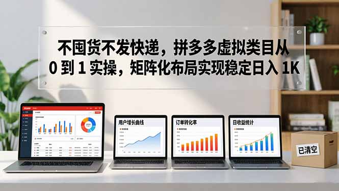 不囤货不发快递，拼多多虚拟类目从 0 到 1 实操，矩阵化布局实现稳定日入 1K-自媒小站网创副业站
