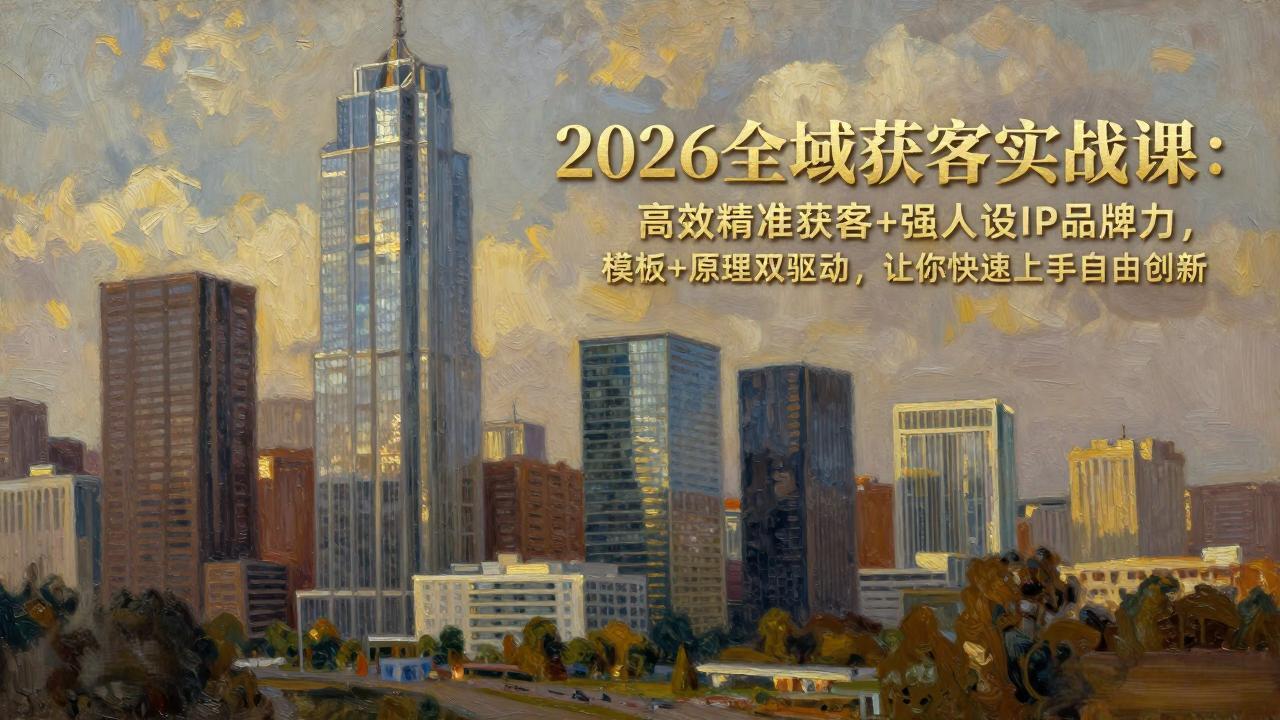 2026全域获客实战课：高效精准获客+强人设IP品牌力，模板+原理双驱动，让你快速上手自由创新-自媒小站网创副业站