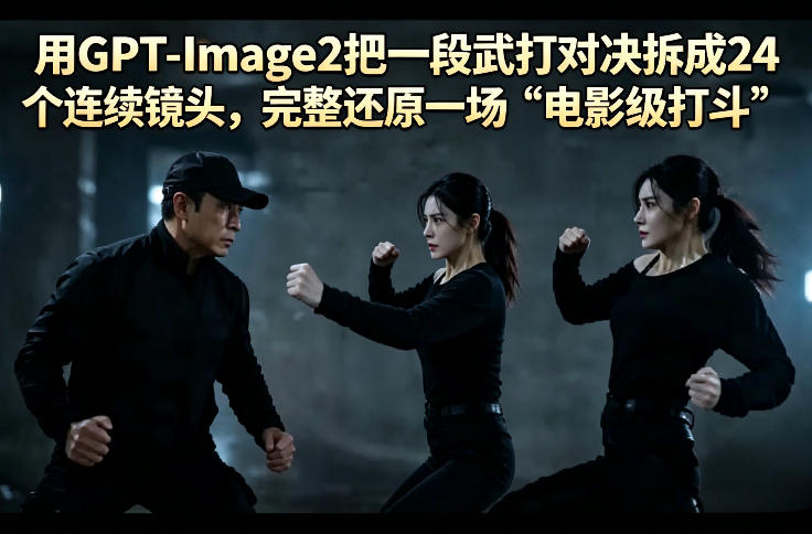 用GPT-Image2把一段武打对决拆成24个连续镜头，完整还原一场“电影级打斗”-自媒小站网创副业站
