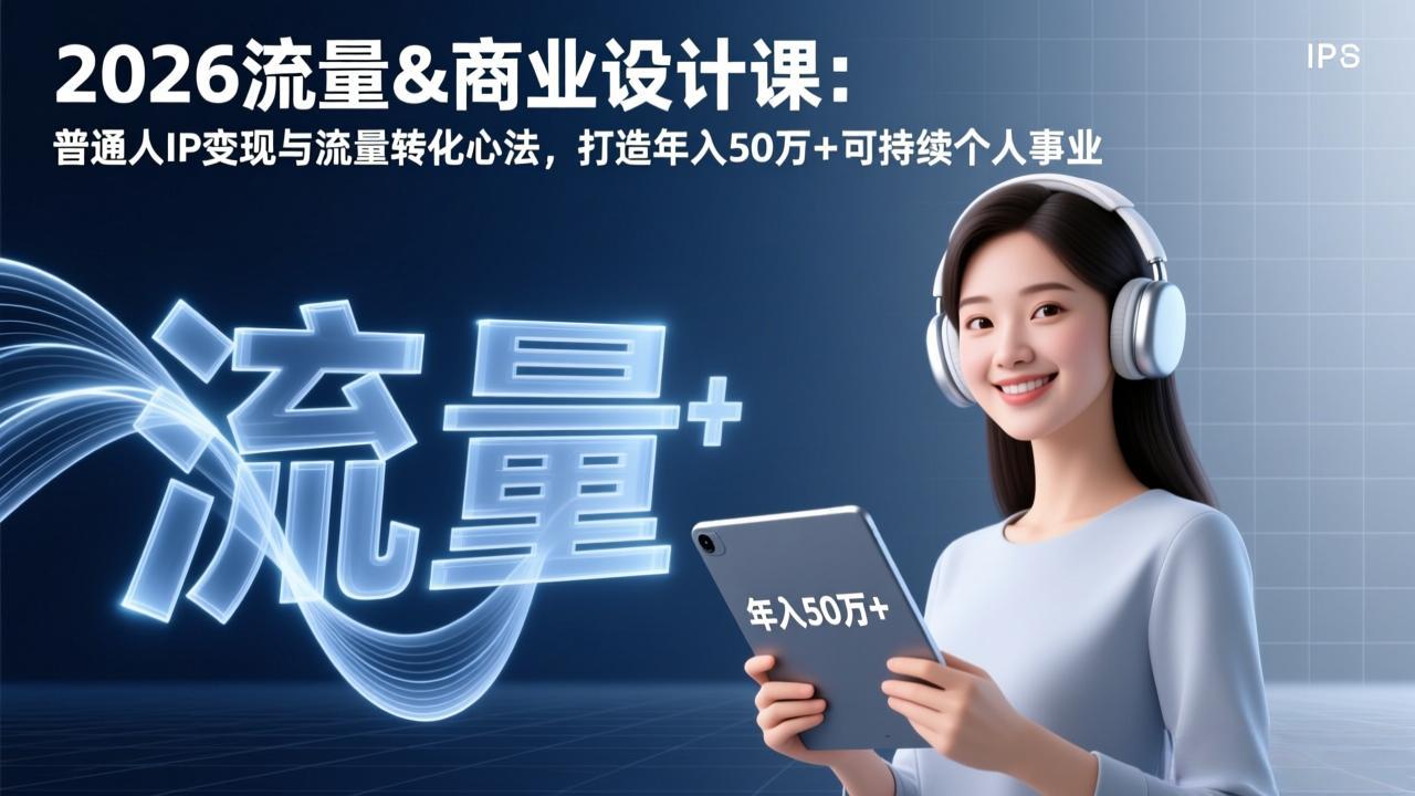 2026流量&商业设计课：普通人IP变现与流量转化心法，打造年入50万+可持续个人事业-自媒小站网创副业站