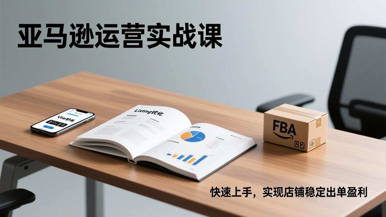 亚马逊运营实战课，Listing优化、Vine秒杀、FBA发货，快速上手，实现店铺稳定出单盈利-自媒小站网创副业站